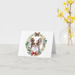 Carte Couronne de Noël festive Papillon