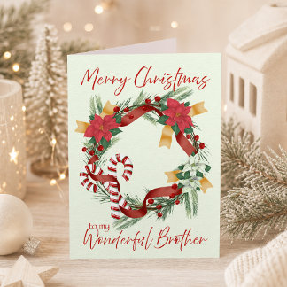 Carte Couronne de Noël pour frère