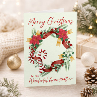 Carte Couronne de Noël pour grand-mère