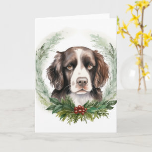 Carte Couronne de Noël Springer spaniel Chien festif