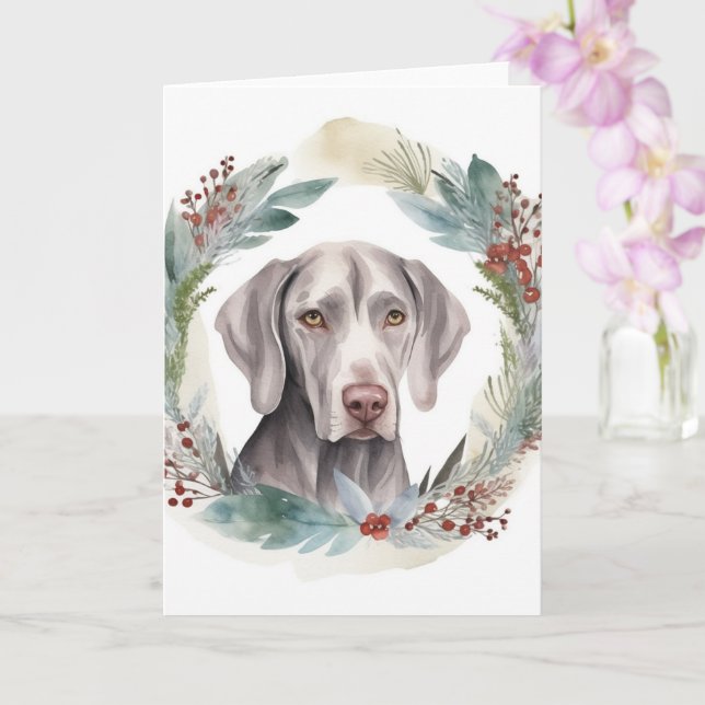 Carte Couronne de Noël Weimaraner Chien de fête (Orchidée)