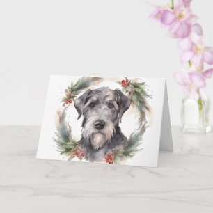 Carte Couronne de Noël Wolfhound Chien de fête
