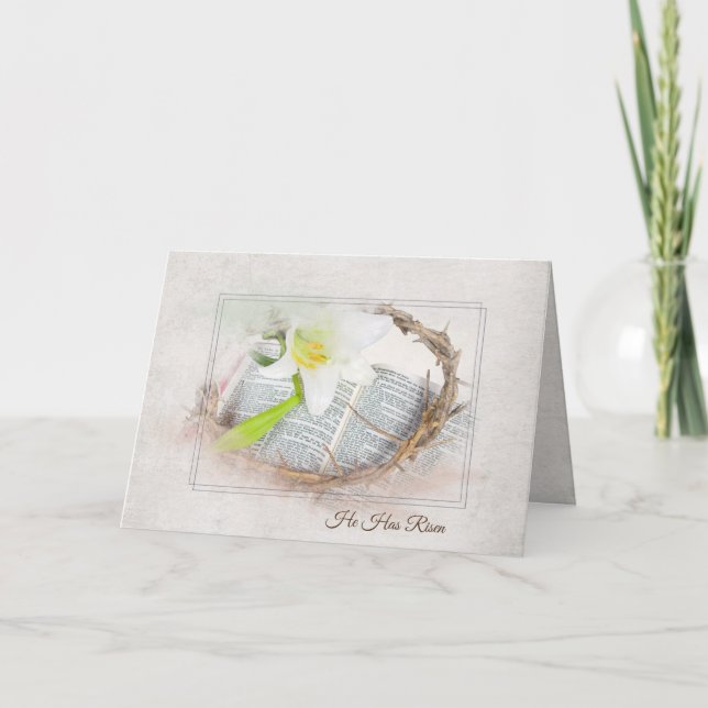 Carte Couronne de Pâques et Bible avec Lily (Devant)