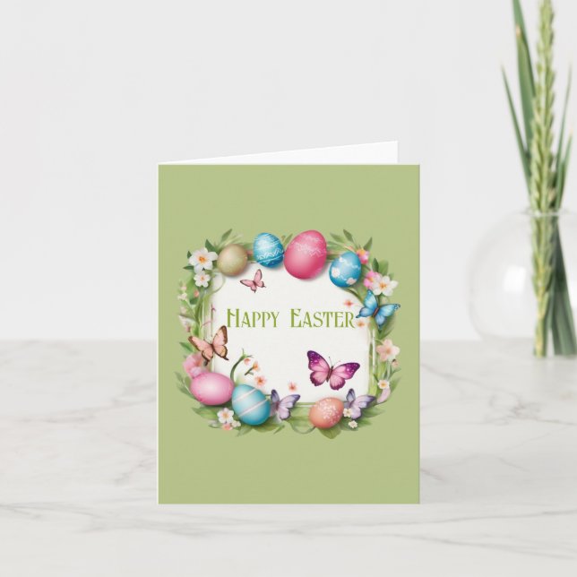 Carte Couronne de Pâques : Joyeuses Pâques - (Devant)