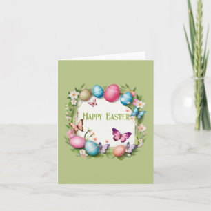 Carte Couronne de Pâques : Joyeuses Pâques -