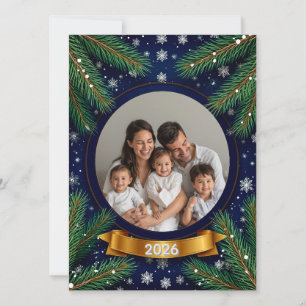 Carte Couronne de pin personnalisée avec photo festive d