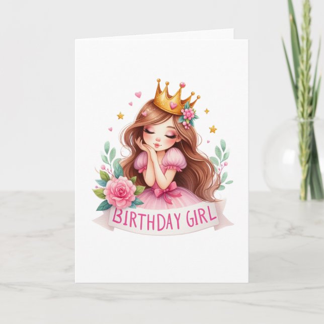 Carte Couronne de princesse anniversaire fille (Devant)