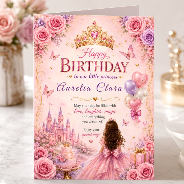 Carte Couronne de princesse élégante pour anniversaire (Créateur téléchargé)