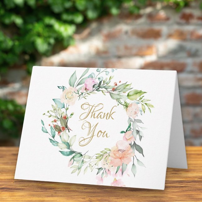 Carte Couronne de roses estivales douces Merci (Créateur téléchargé)