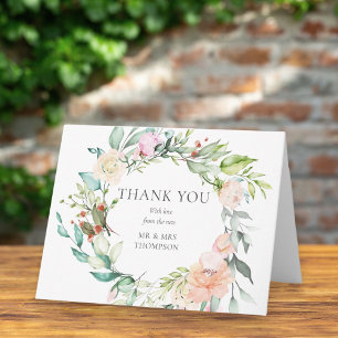 Carte Couronne de roses sauvages Mariage Merci