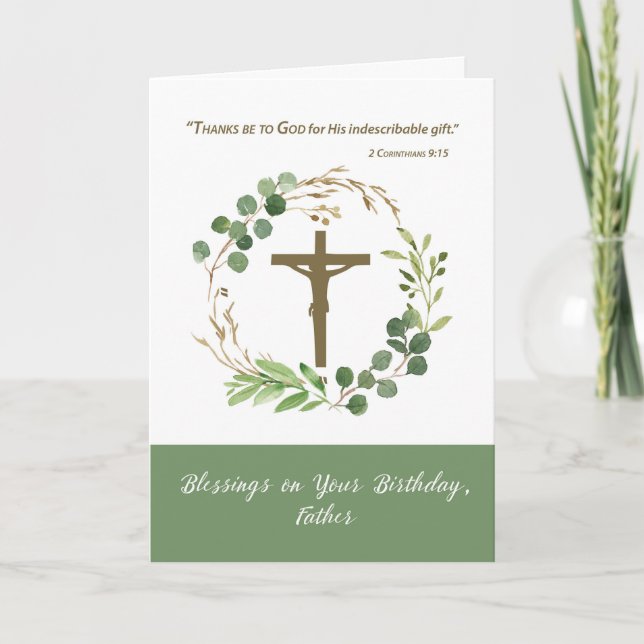 Carte Couronne de verdure pour l'anniversaire d'un prêtr (Devant)