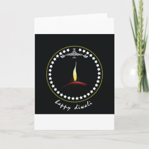 Carte Couronne étoilée élégante de Diwali Diya Flame Hap