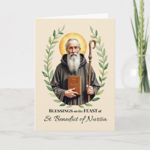 Carte Couronne feuillue de la fête de saint Benoît de Nu