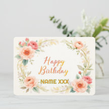 Couronne florale à l'aquarelle – Joyeux Anniversai