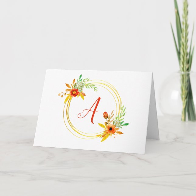 Carte Couronne florale à monogramme (Devant)