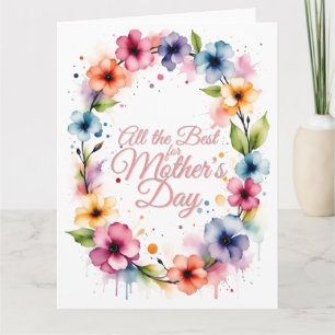 Carte Couronne florale aquarelle pour la fête des mères