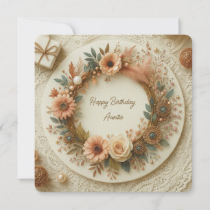 Carte Couronne florale boho arrondie entièrement personn