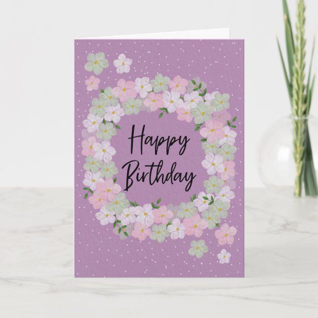 Carte Couronne florale d'anniversaire (Devant)