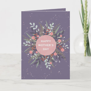Carte Couronne florale minimaliste rose violet pour la f