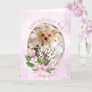 Carte Couronne florale moderne en or rose pour chien pou