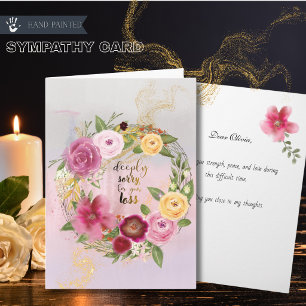 Carte Couronne florale rose burgundy peinte à la main po