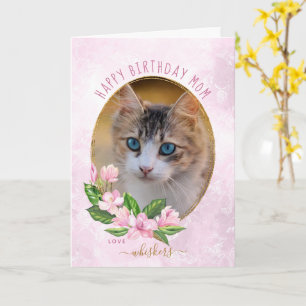 Carte Couronne florale rose moderne en or pour chat phot