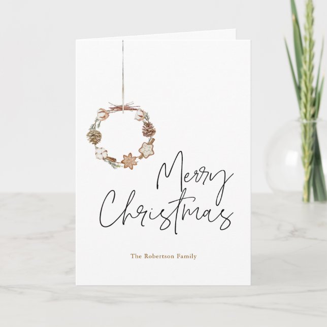 Carte Couronne minimaliste de Noël (Devant)