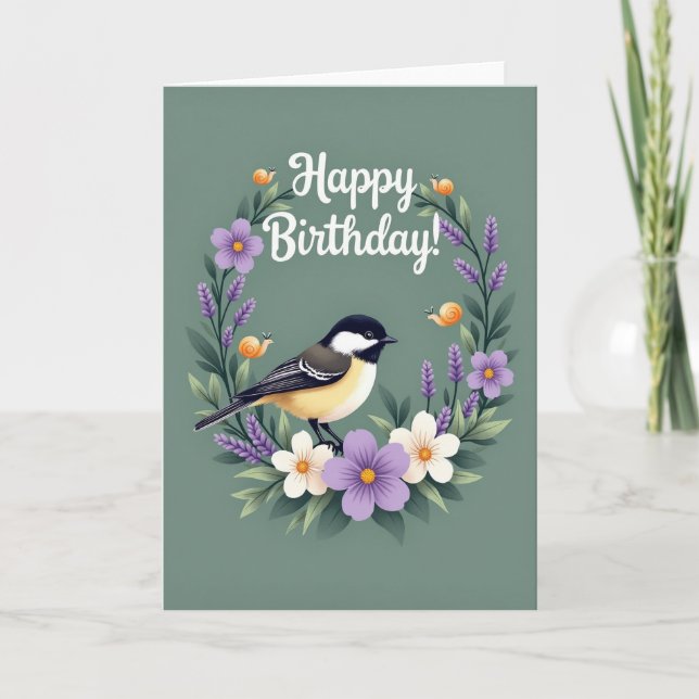 Carte Couronne Oiseau Joyeux (Devant)