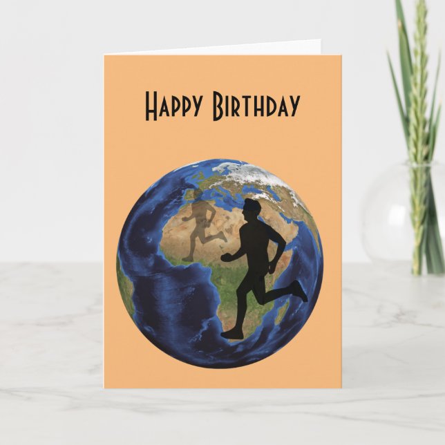 Carte Cours dans le monde d'anniversaire (Devant)