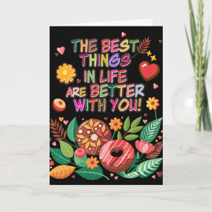 Carte Cours de la Saint-Valentin Boho Donuts et Fleurs