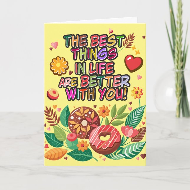 Carte Cours de la Saint-Valentin Boho Donuts et Fleurs (Devant)