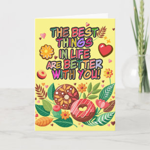 Carte Cours de la Saint-Valentin Boho Donuts et Fleurs