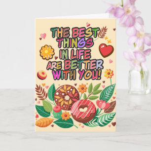 Carte Cours de la Saint-Valentin Boho Donuts et Fleurs