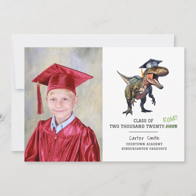 Carte Cours de ruée de 2024 Enfants Dinosaure Graduation (Devant)