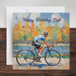 Carte Course à vélo à l'aquarelle Joyeux Anniversaire Pa