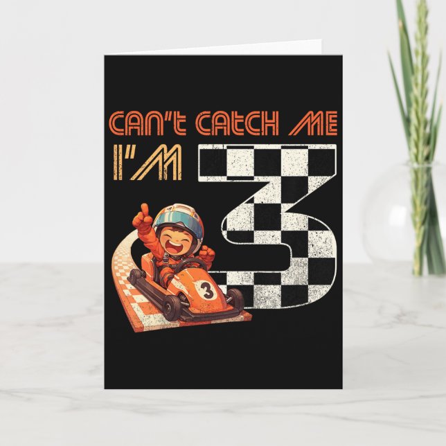 Carte Course de voiture d'anniversaire pour enfants de 3 (Devant)