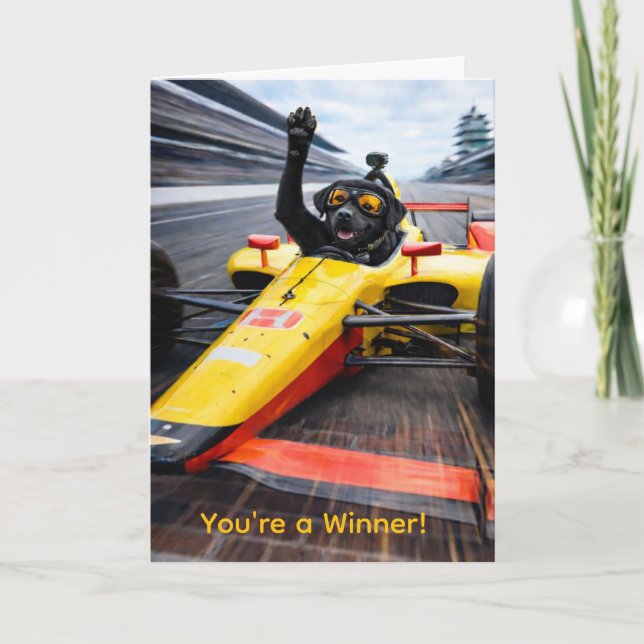 Carte Course de voiture Indy pour l'anniversaire d'un ch (Devant)