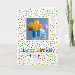 Carte Cousin 3ème anniversaire heureux ballon