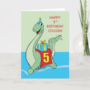 Carte Cousin, 5e anniversaire dinosaure