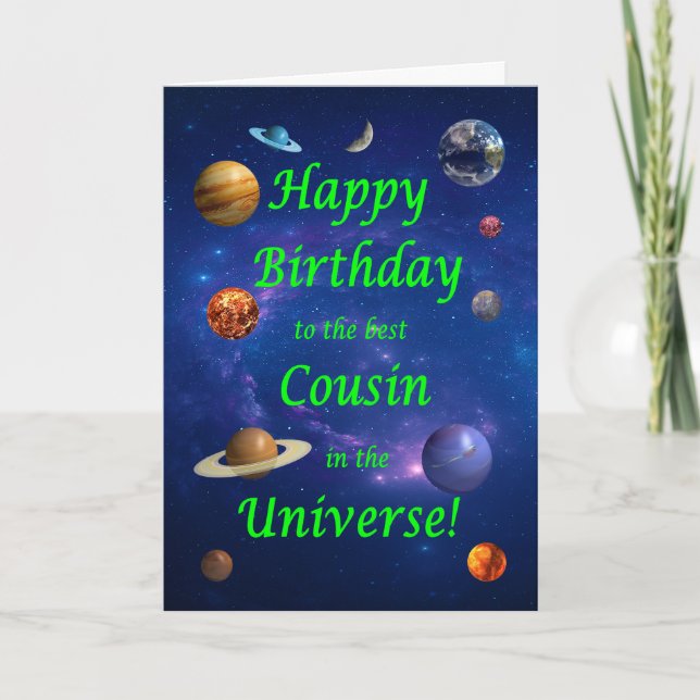 Carte Cousin Anniversaire meilleur dans l'univers (Devant)
