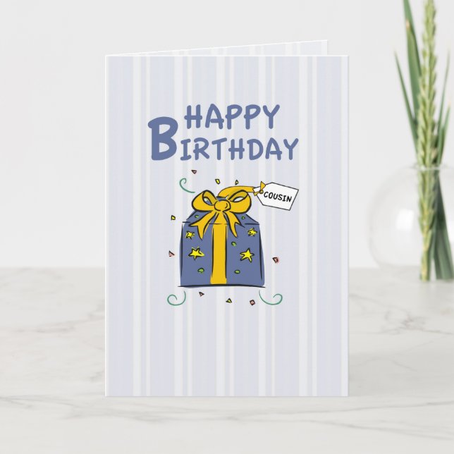 Carte Cousin Anniversaire présent (Devant)