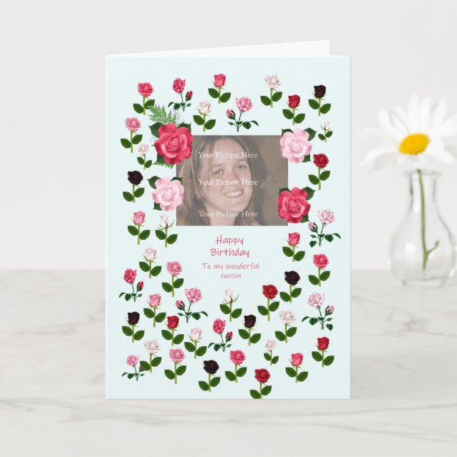Carte Cousin, Anniversaire, Rose (Petite plante)