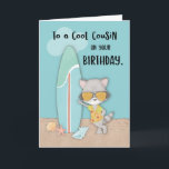 Carte Cousin Birthday Beach Funny Cool Raccoon<br><div class="desc">Ton cousin est comme ton meilleur copain. Vous aimez faire des choses ensemble et cela inclut le surf. Et puisqu'il fêtera son anniversaire très bientôt, obtenez une copie de cette carte qui est le mieux à donner aux surfeurs comme vous deux, mais bien sûr, vous serez celui qui le lui...</div>