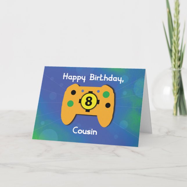 Carte Cousin Boy 8 Ans Gamer Controller (Devant)
