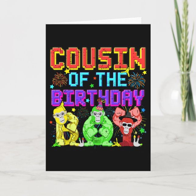 Carte Cousin De L'Anniversaire Garçon Gorilla Jeu Cute F (Devant)
