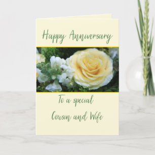 Carte Cousin et l'anniversaire de la femme Rose jaune