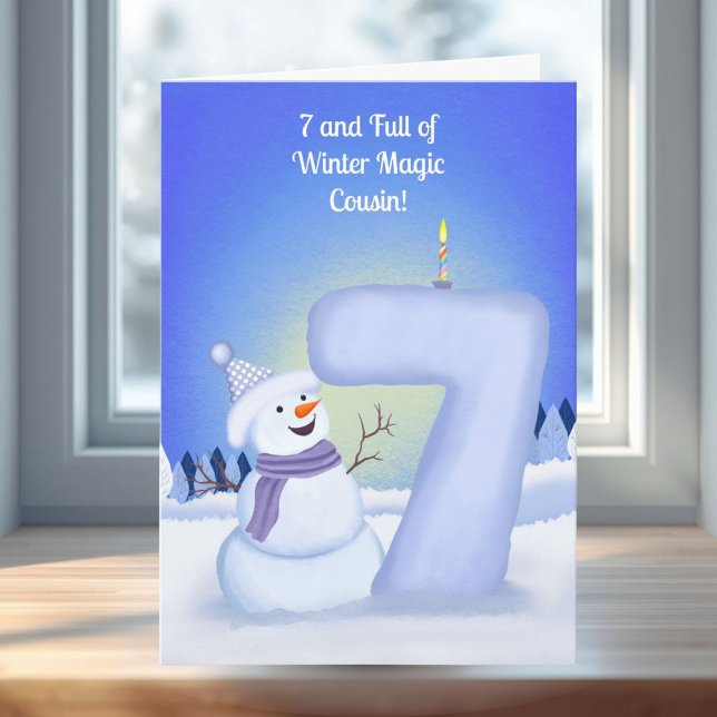 Carte Cousin Happy 7th Birthday Snowman  (Créateur téléchargé)