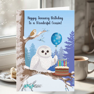 Carte Cousin Heureux Anniversaire Janvier Harfang des ne