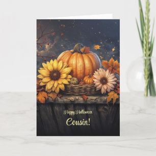 Carte Cousin Joyeux Halloween Jolies Fleurs