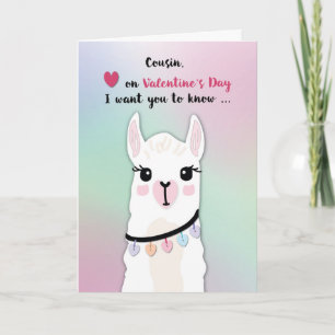 Carte Cousin Llamas Coeurs de la Saint-Valentin